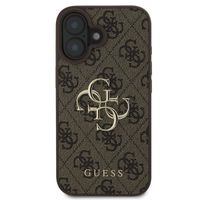 Guess 4G Metal Logo Back Cover für das iPhone 16 - Braun