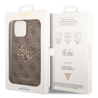 Guess 4G Metal Logo Back Cover für das iPhone 14 Pro Max - Braun