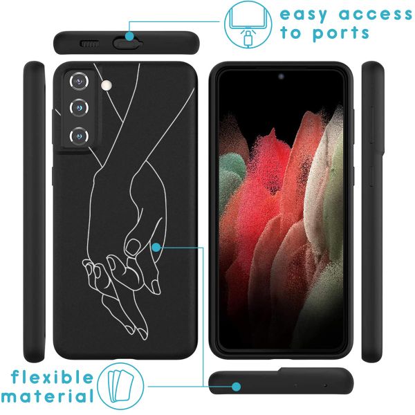 imoshion Design Hülle für das Samsung Galaxy S21 FE - Holding Hands Black