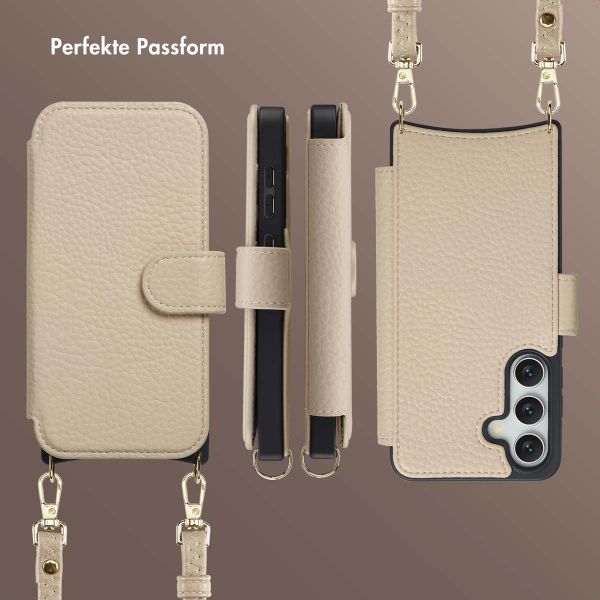 Selencia Riva Bookcase mit MagSafe und Handgelenkband Samsung Galaxy S24 / S25 - Beige