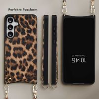 Selencia Nova HandyHülle mit Kordel und Kartenhalter Samsung Galaxy S25 FE - Leopard
