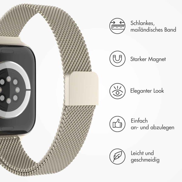 imoshion Mailandisches schlankes Armband für das  Apple Watch Series 1 t/m 9 / SE (38/40/41 mm) | Series 10 / 11 (42 mm) - Champagne