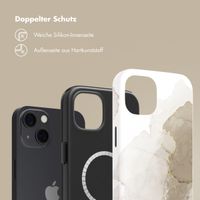 Selencia Vivid Tough Back Cover MagSafe für das iPhone 13 - Marble Light Brown