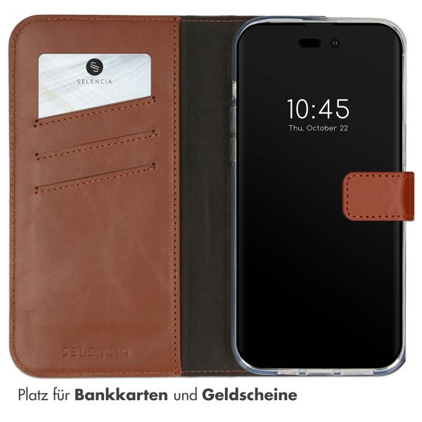 Selencia Echtleder Klapphülle iPhone 14 Pro Max - Hellbraun
