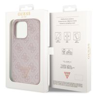 Guess 4G Logo Triangle Strass Back Cover für das iPhone 15 Pro - Rosa