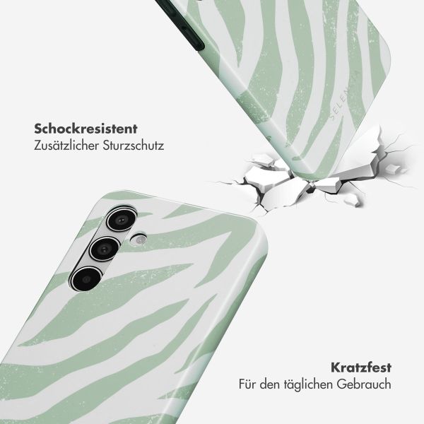 Selencia Vivid Tough Back Cover für das Samsung Galaxy A55 - Colorful Zebra Sage Green