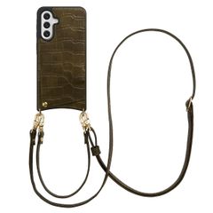 Selencia Nova Croco HandyHülle mit Kordel und Kartenhalter Samsung Galaxy A56 - Dark Olive