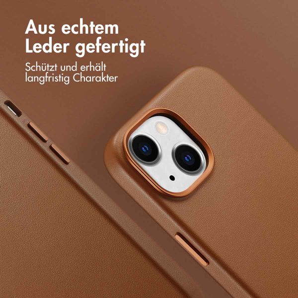 Accezz MagSafe Leather Backcover für das iPhone 15 - Sienna Brown