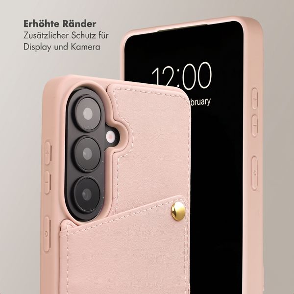 Selencia Nova HandyHülle mit Kordel und Kartenhalter Samsung Galaxy S26 - Dusty Rose
