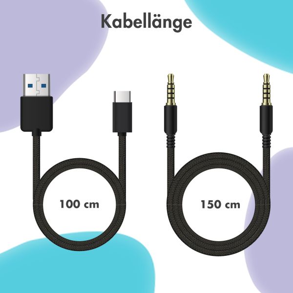 imoshion Kabellose Kinderkopfhörer Unicorn LED Light - Dezibelbegrenzer - Mit AUX-Kabel - Lavender Lilac / Soft Blue