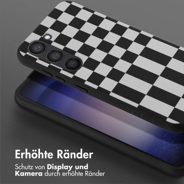 Selencia SilikonHülle design mit abnehmbarem Band Samsung Galaxy S23 - Irregular Check Black