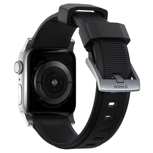 Nomad Robustes Armband FKM für das  Apple Watch Series 1 t/m 11 / SE / Ultra (44/45/46/49 mm) - Silber / Schwarz