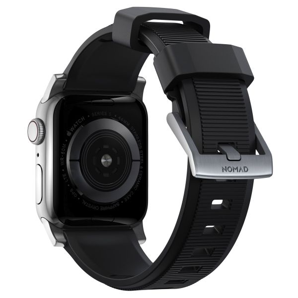 Nomad Robustes Armband FKM für die Apple Watch Series 1 bis 10 / SE / Ultra (2) (44/45/46/49 mm) - Silber/Schwarz