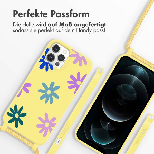 imoshion SilikonHülle design mit Band Apple iPhone 12 (Pro) - Yellow Flower Distance