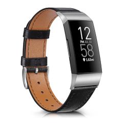 Fitbit Leather Armband für  Fitbit Charge 3 / 4 - Größe L - Schwarz