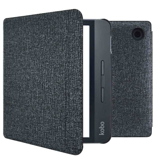 imoshion Canvas Sleepcover Klapphülle mit Stand für das Kobo Libra H2O - Glitter Schwarz