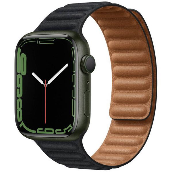 Apple Leather Link für die Apple Watch Series 1 bis 10 / SE / Ultra (2) (44/45/46/49 mm) - Größe M/L - Midnight