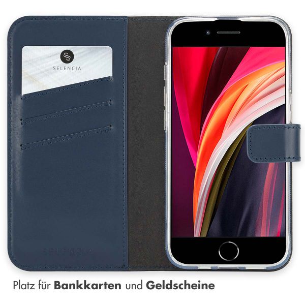 Selencia Echtleder Buchhülle iPhone 16e - Blau