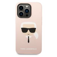 Karl Lagerfeld Karl's Head Liquid Silikonhülle MagSafe iPhone für das 14 Pro - Rosa