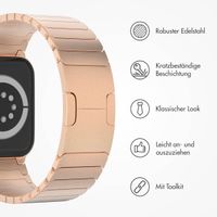 Selencia Edelstahl Gliederarmband für das  Apple Watch Series 1 t/m 9 / SE (38/40/41 mm) | Series 10 / 11 (42 mm) - Rosé gold
