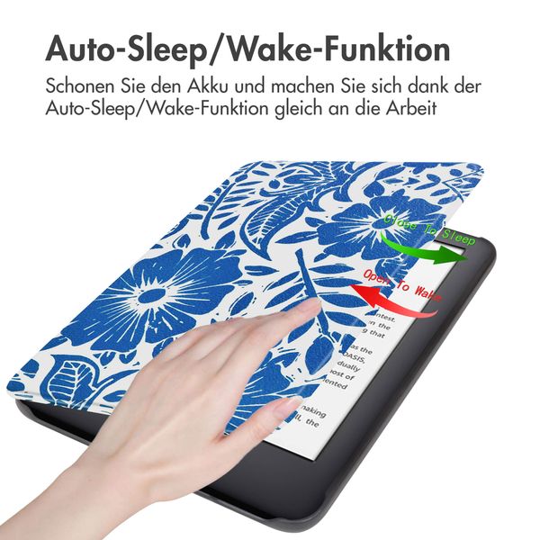 imoshion Design Slim Hard Case Sleepcover für das Amazon Kindle (2024) / Amazon Kindle (2022) 11th gen - Flower Tile