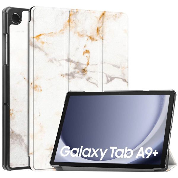 imoshion Design Trifold Klapphülle für das Samsung Galaxy Tab A9 Plus - White Marble