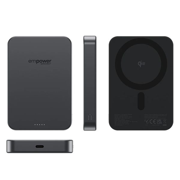 Empower by PanzerGlass Empower Bank Powerbank 10.000 mAh - Kabellose Powerbank - MagSafe und Qi2 - Space Black