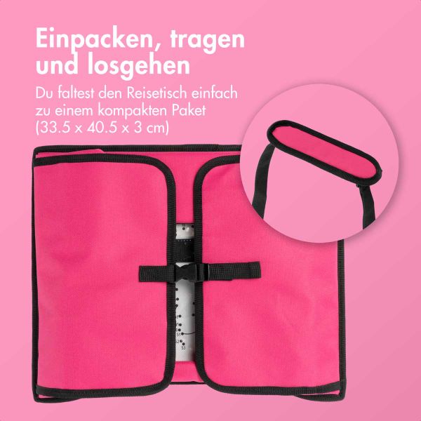 imoshion Reisetisch - Tablethalter Auto - 7 Aufbewahrungsfächer - Inklusive 2 Malvorlagen - Rosa
