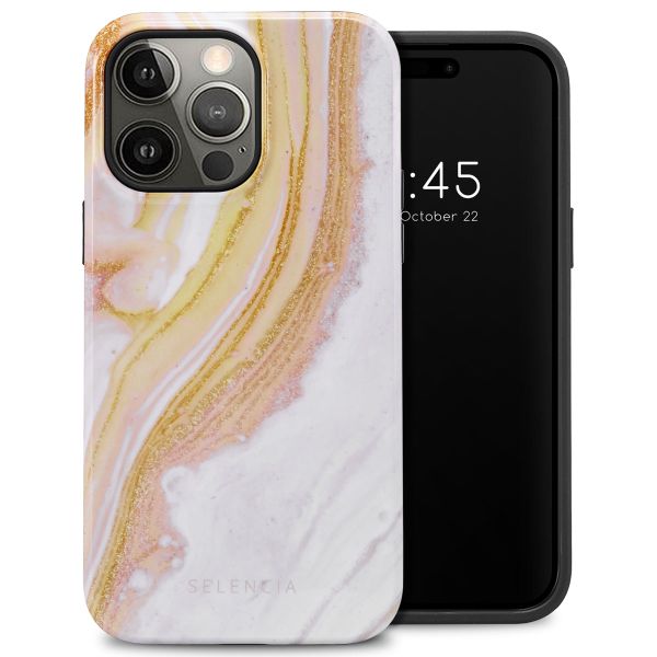 Selencia Vivid Tough Back Cover für das iPhone 14 Pro Max - Chic Marble Gold