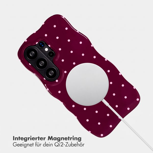 Selencia Vivid Wavy Backcover mit MagSafe Samsung Galaxy S26 Ultra - Happy Dots Burgundy
