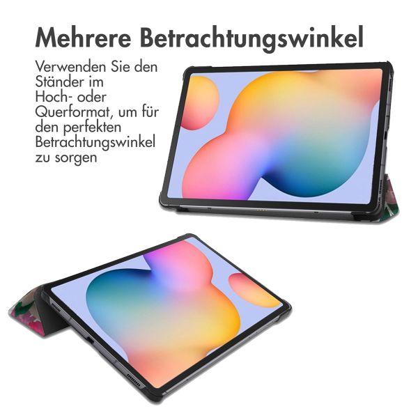 imoshion Design Trifold Klapphülle für das Samsung Galaxy Tab S6 Lite (2020/2022/2024) - Floral Water Color