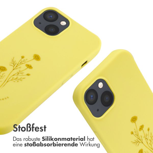 imoshion Silikonhülle design mit Band für das iPhone 13 - Flower Yellow