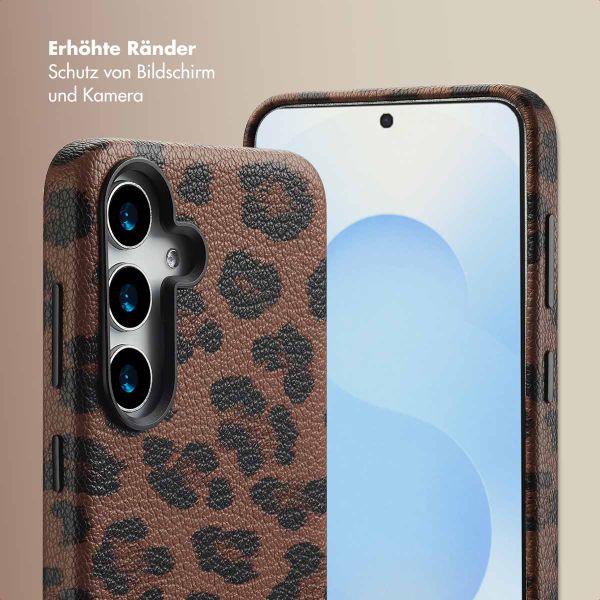 Selencia Sabi Backcover Leopardenmuster mit MagSafe Samsung Galaxy S25 - Mocha Brown