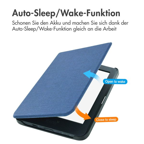 imoshion Canvas Sleepcover Klapphülle für das Tolino Page 2 - Dunkelblau