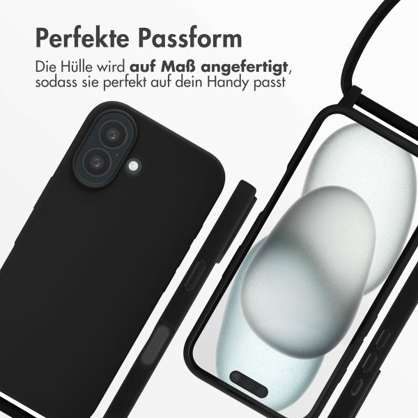 imoshion Silikonhülle mit Band für das Apple iPhone 16 - Schwarz