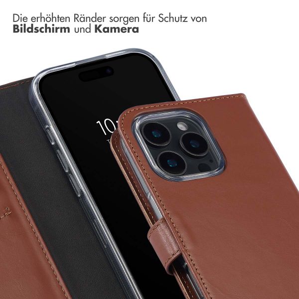 Selencia Echtleder Klapphülle für das iPhone 16 Pro - Hellbraun