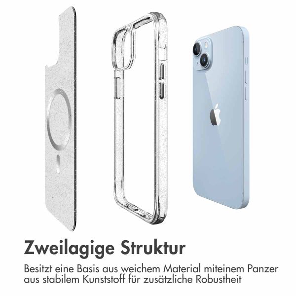 imoshion Klare Glitter Backcover mit MagSafe Apple iPhone 14 - Silber