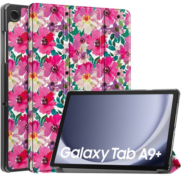 imoshion Design Trifold Klapphülle für das Samsung Galaxy Tab A9 Plus - Floral Water Color