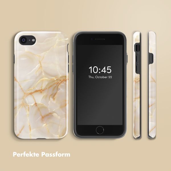 Selencia Vivid Tough Back Cover für das iPhone SE (2022 / 2020) / 8 / 7 - Golden Beige Marble