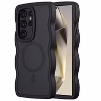 Selencia Wavy Backcover mit MagSafe Samsung Galaxy S24 Ultra - Schwarz