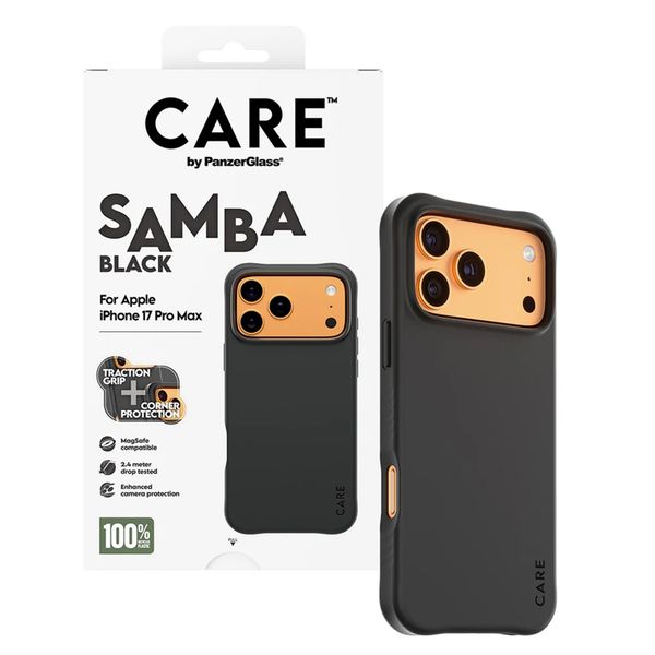 CARE by PanzerGlass Modisches Case Samba mit MagSafe Apple iPhone 17 Pro Max - Schwarz