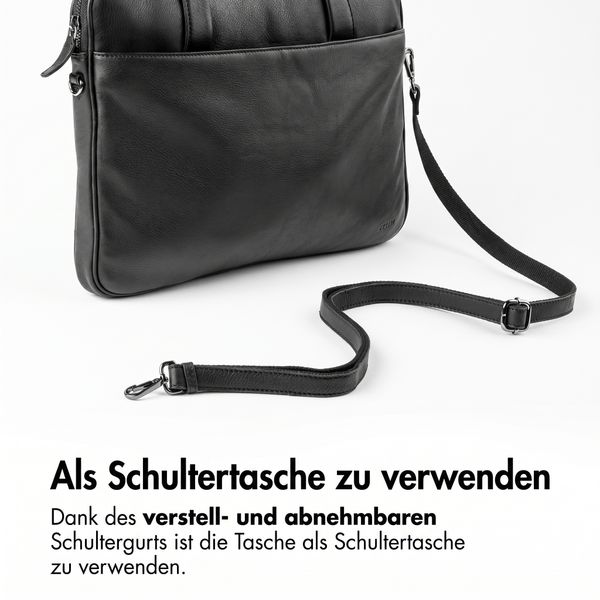 Accezz Leather Laptoptasche 16 Zoll - Schwarz