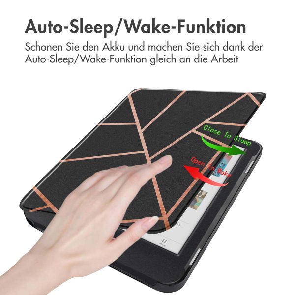 imoshion Design Slim Hard Case Sleepcover für das Kobo Clara Colour / Clara BW / Tolino Shine 5 / Shine Color - Black Graphic