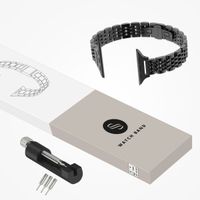 Selencia Jubilee inspiriertes schmales Edelstahlarmband für Apple Watch Series 1 t/m 9 / SE (38/40/41 mm) | Series 10 / 11 (42 mm) - Schwarz