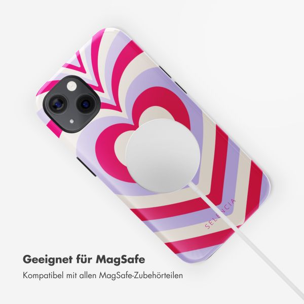 Selencia Vivid Tough Back Cover MagSafe für das iPhone 13 - Double Hearts Rubine Red Lilac