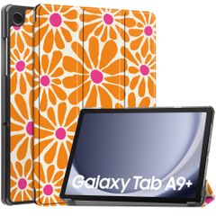 imoshion Design Trifold Klapphülle für das Samsung Galaxy Tab A9 Plus - Orange Flower Connect