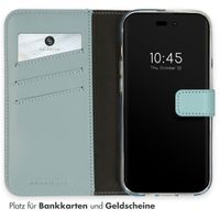 Selencia Echtleder Klapphülle für das iPhone 14 Pro - Air Blue