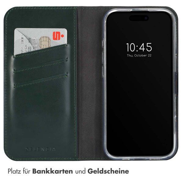Selencia Echtleder Klapphülle Apple iPhone 16 Pro Max - Grün