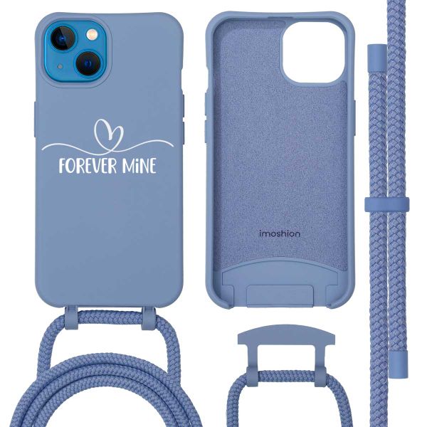 Personalisierte Color Backcover MagSafe mit abtrennbarem Band und elegantem Herz für iPhone 13 - Ash Blue