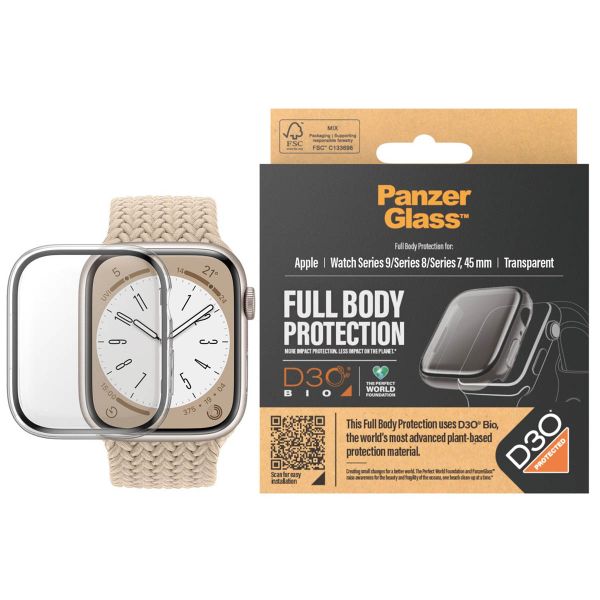 PanzerGlass Full Body Protection D3O® Bio Case für die Apple Watch Series 7 / 8 / 9 (45 mm) - Schwarz